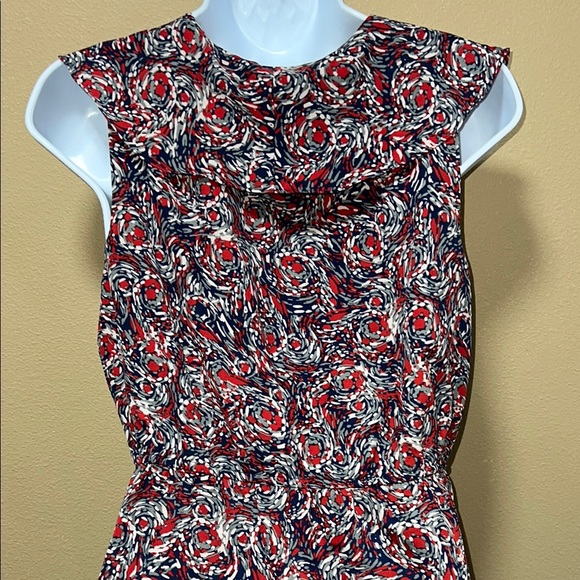 BCBGeneration Women's Ruffled Smocked Red & Blue Sleeveless V Neck Mini Dress M - Picture 6 of 10